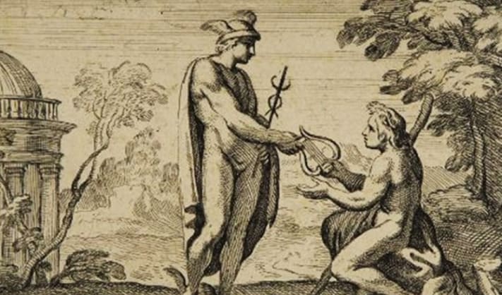 Blink and think: why did Hermes present Apollo with the gift of his lyre as a peace offering?